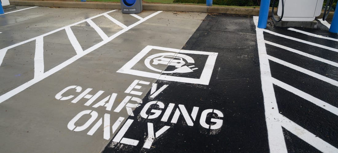 Line Striping For Electric Vehicle Parking at Charging Stations